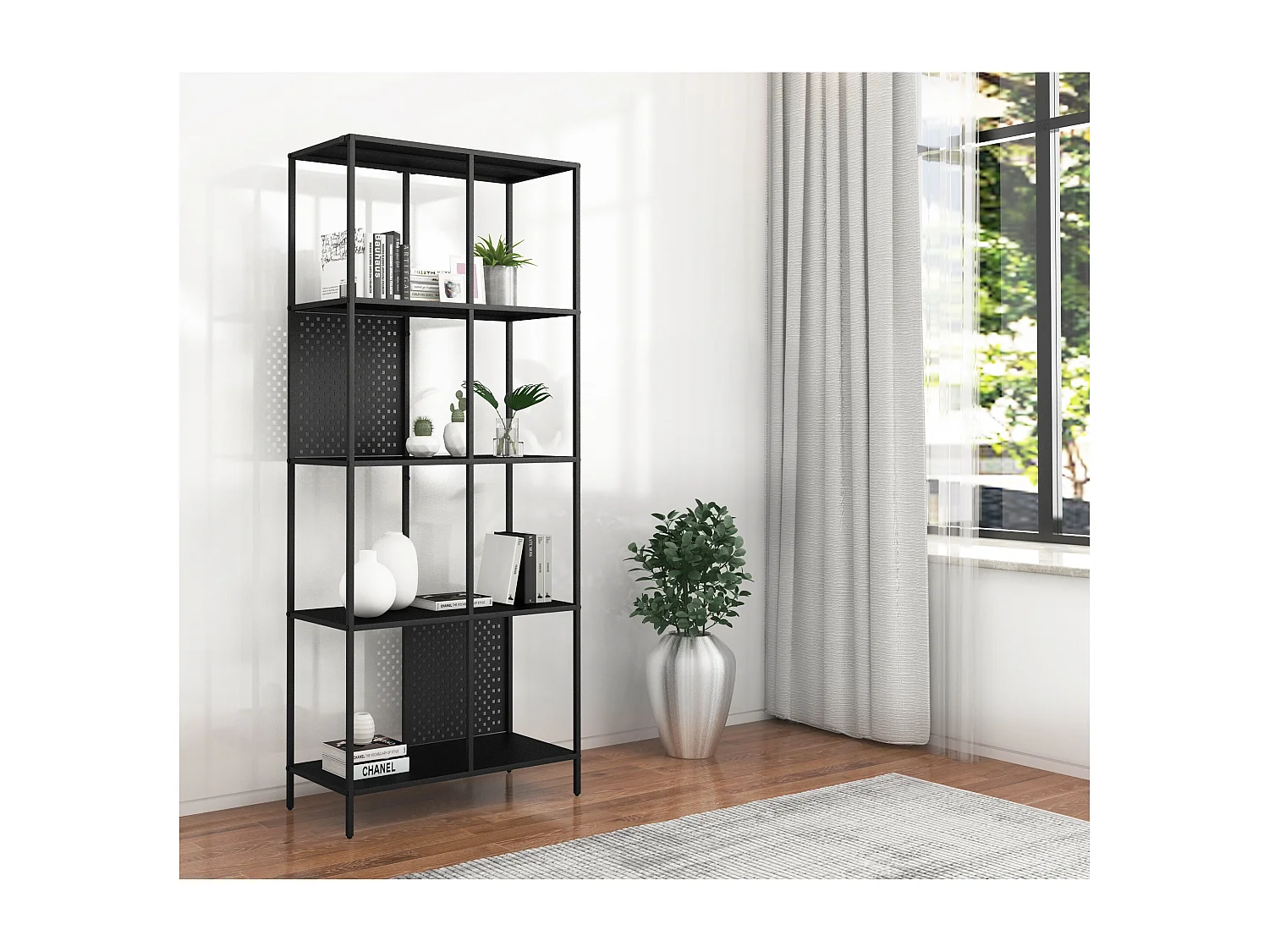 Charleston|Bibliothèque avec cadre en métal noir