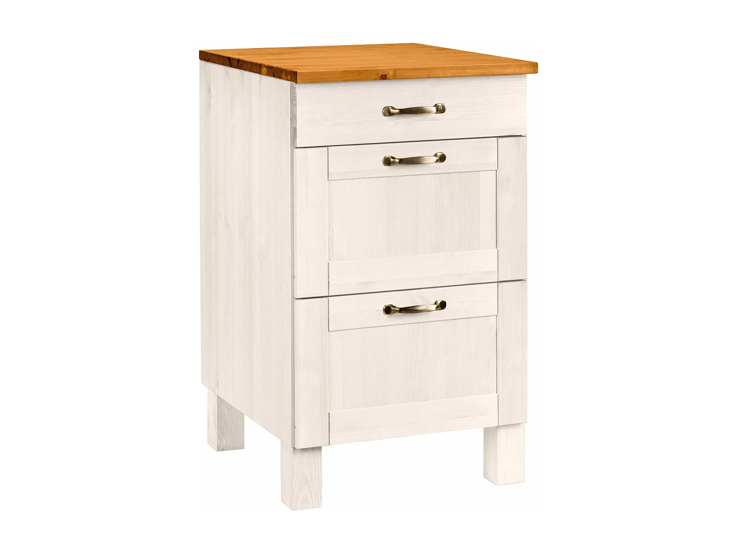 Alby | 60 cm Meuble de cuisine à trois tiroirs en bois de pin