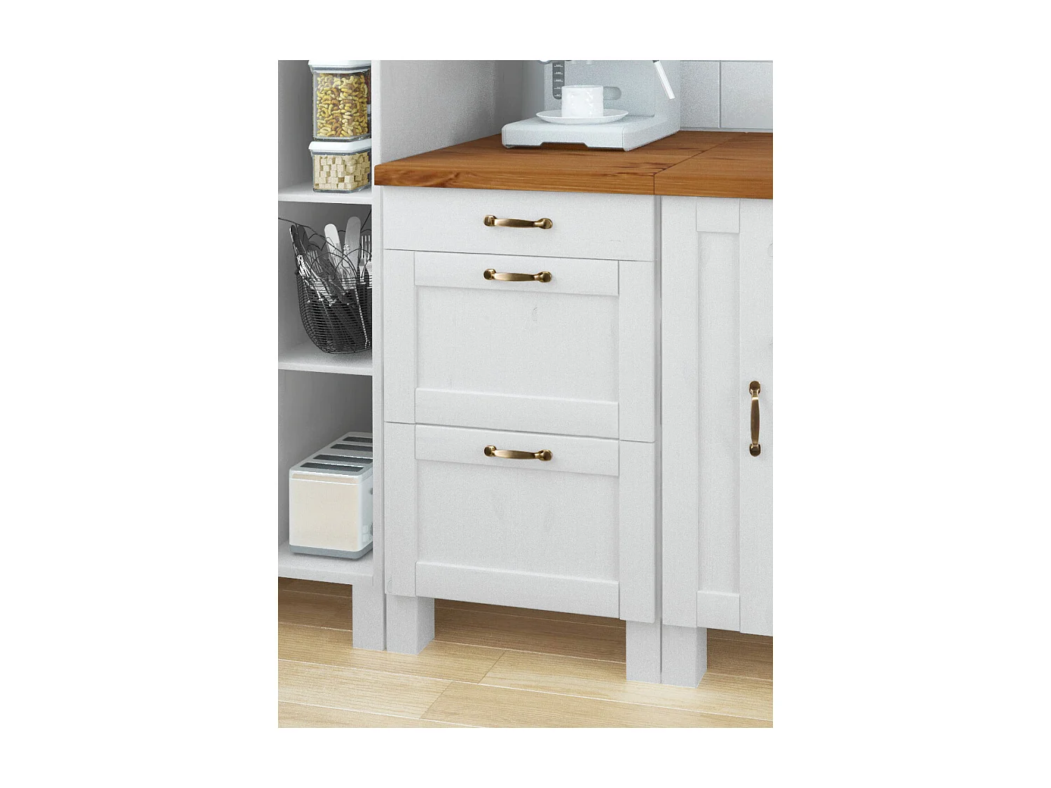 Alby | 60 cm Meuble de cuisine à trois tiroirs en bois de pin