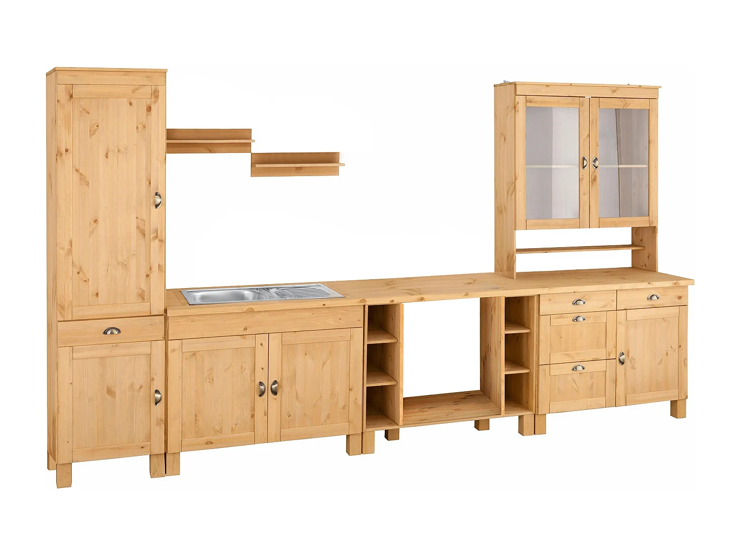 Oslo | Grand ensemble de cuisine 8 pièces en bois de pin