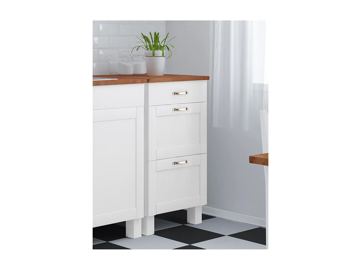 Alby | Petit meuble de cuisine à trois tiroirs en bois de pin