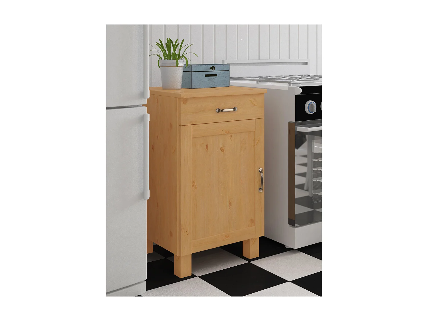 Alby | Meuble de cuisine en pin avec un tiroir et une porte