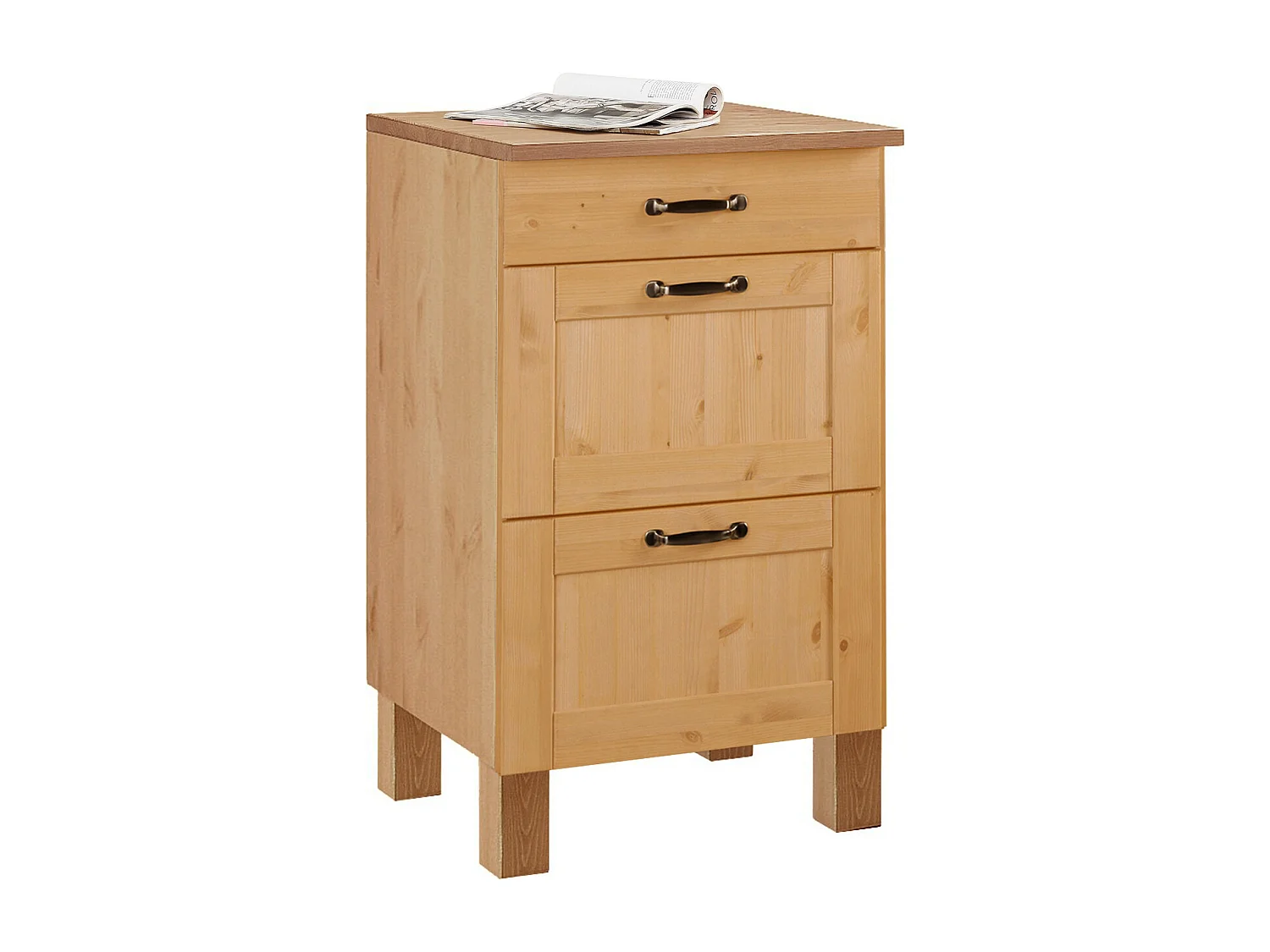 Alby | Meuble de cuisine en pin à trois tiroirs