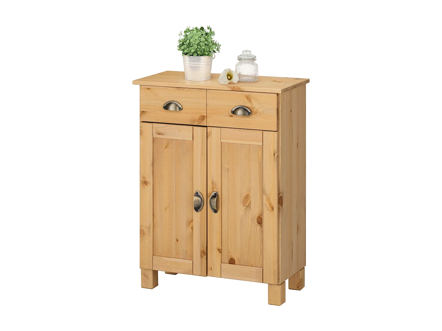 Toscana | Armoire de cuisine à deux portes et tiroirs en bois de pin