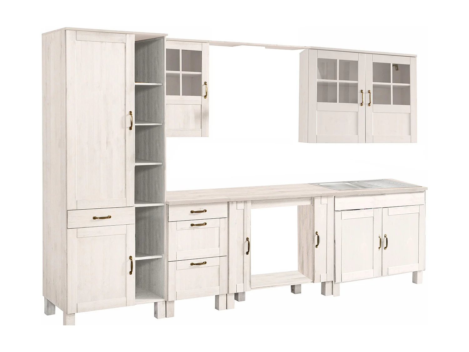 Alby | 60 Grand ensemble de cuisine en pin blanc L