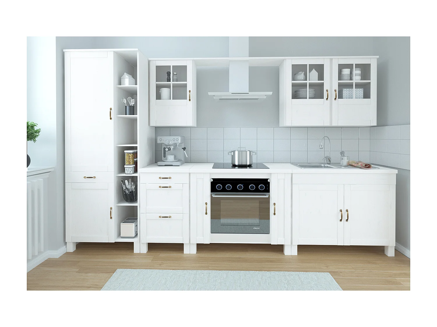 Alby | 60 Grand ensemble de cuisine en pin blanc L