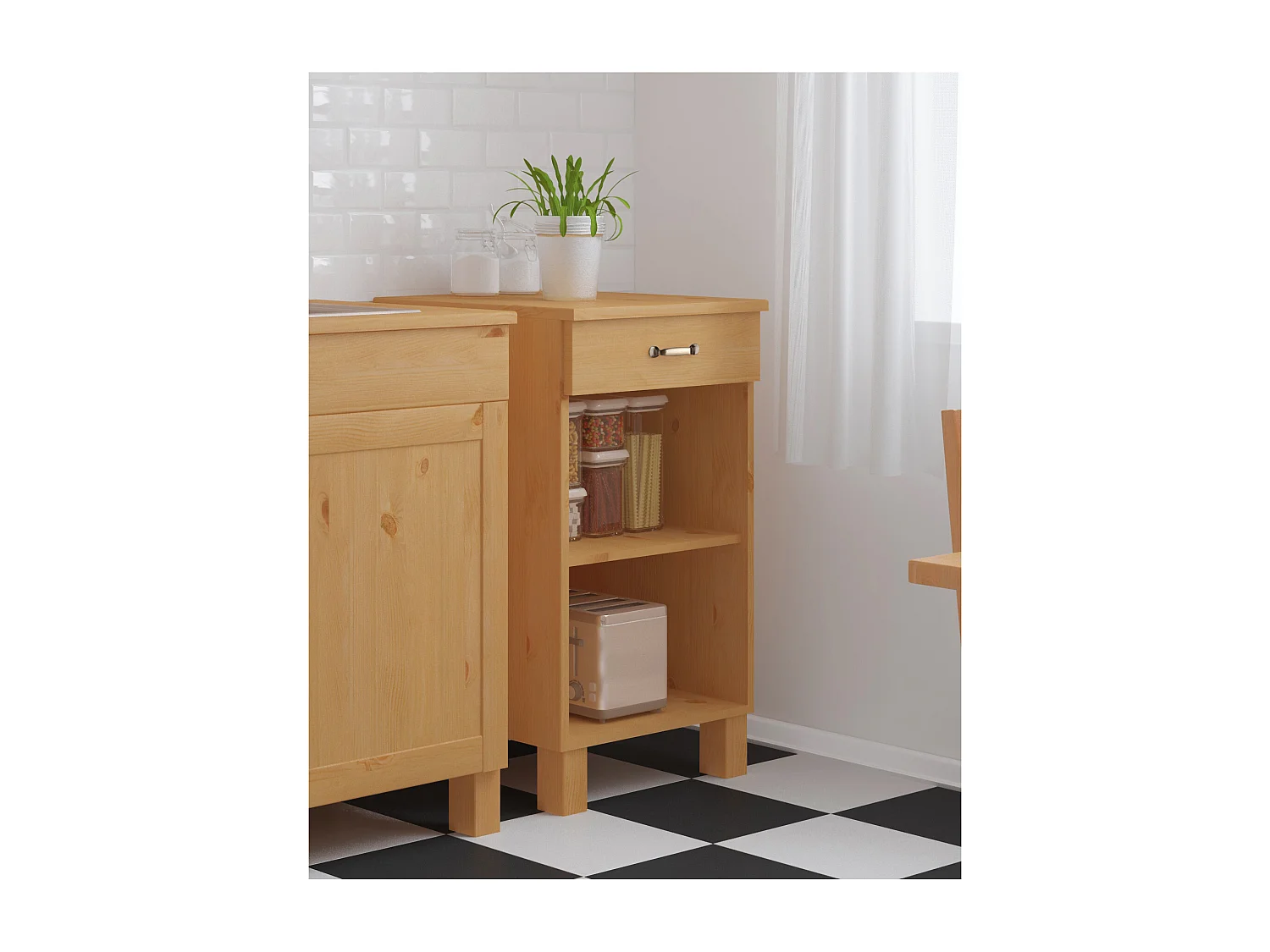 Alby | Meuble de cuisine en pin avec un tiroir