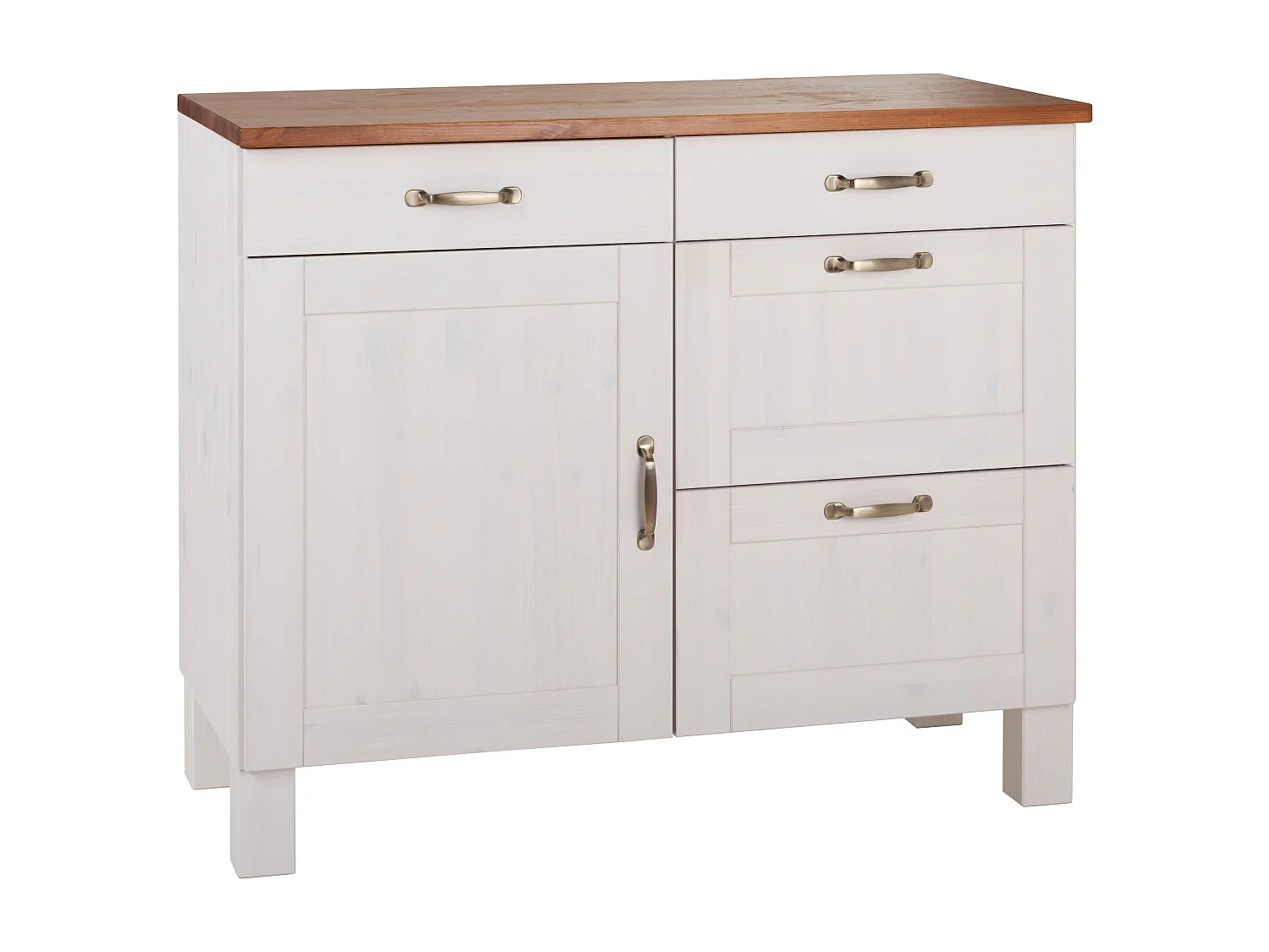 Alby | Meuble de cuisine à quatre tiroirs et une porte en bois de pin