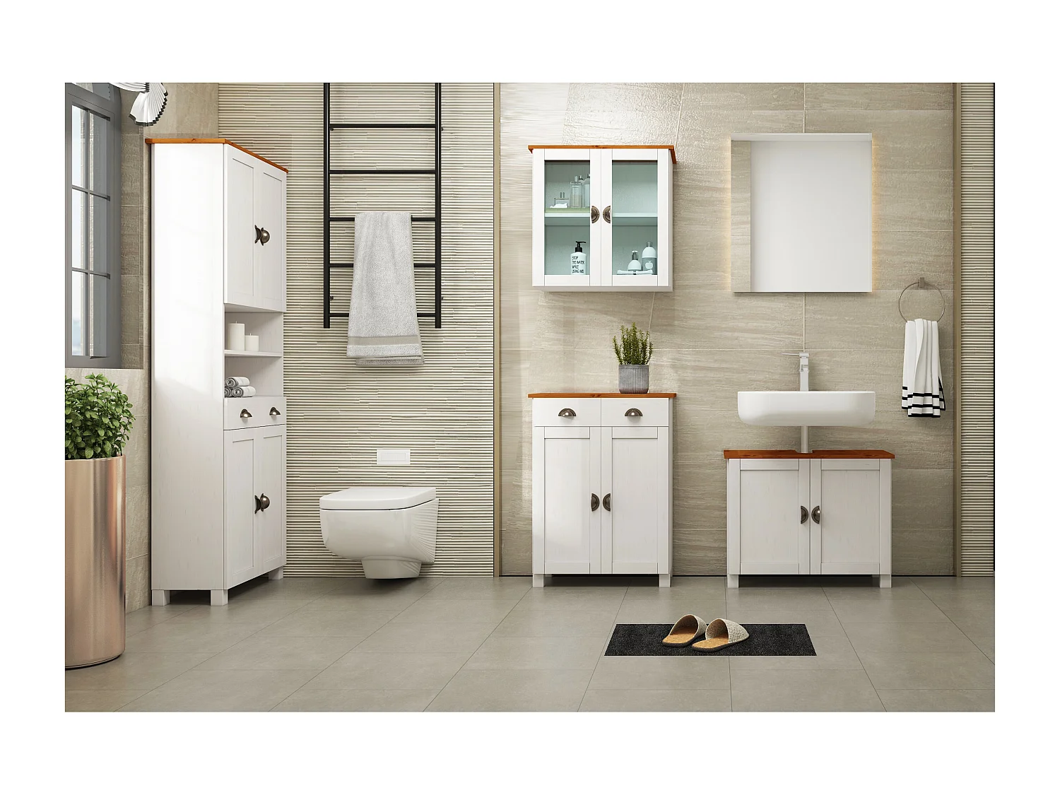 Toscana | Armoire en bois de pin avec deux portes et un tiroir