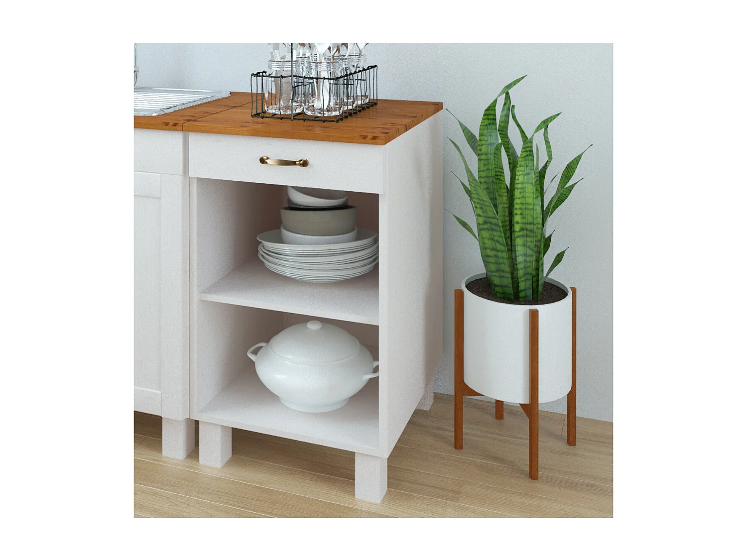 Alby | 60 cm Meuble de cuisine en pin avec un tiroir