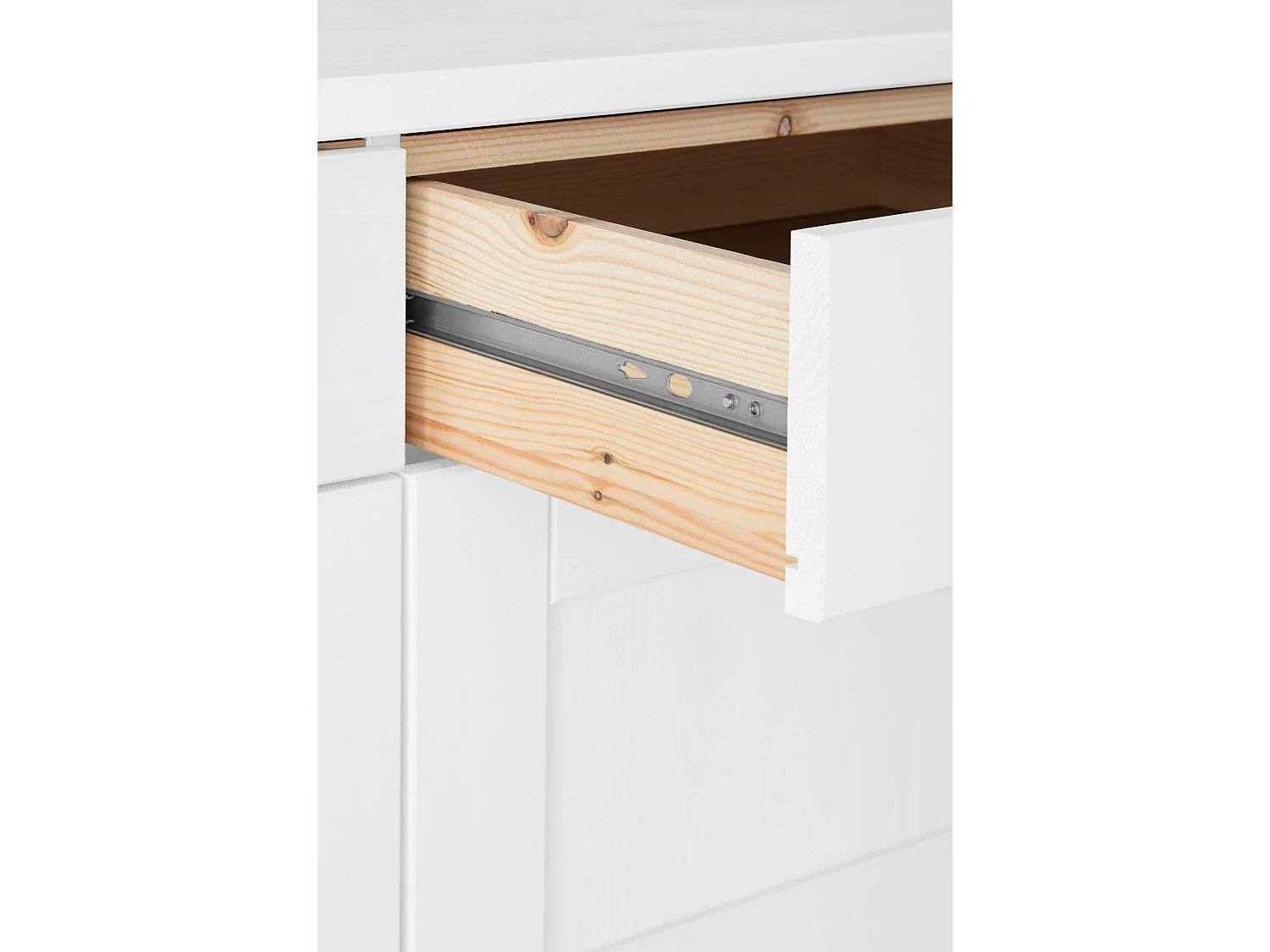 Dalby | Meuble de cuisine en pin blanc avec une porte et quatre tiroirs