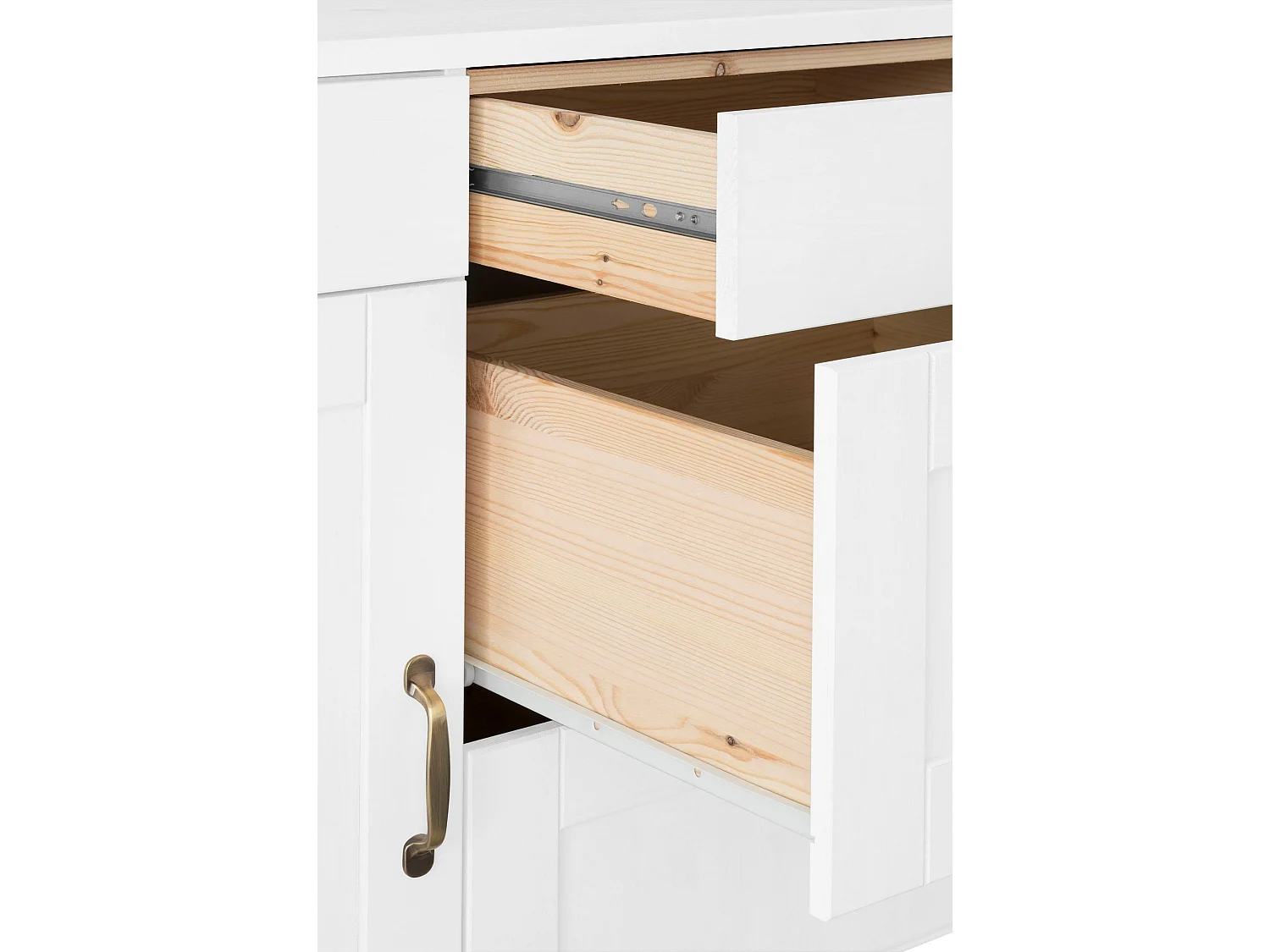 Dalby | Meuble de cuisine en pin blanc avec une porte et quatre tiroirs