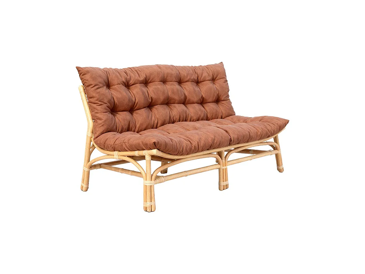 Salon de jardin en rotin avec coussins terracotta Rattan