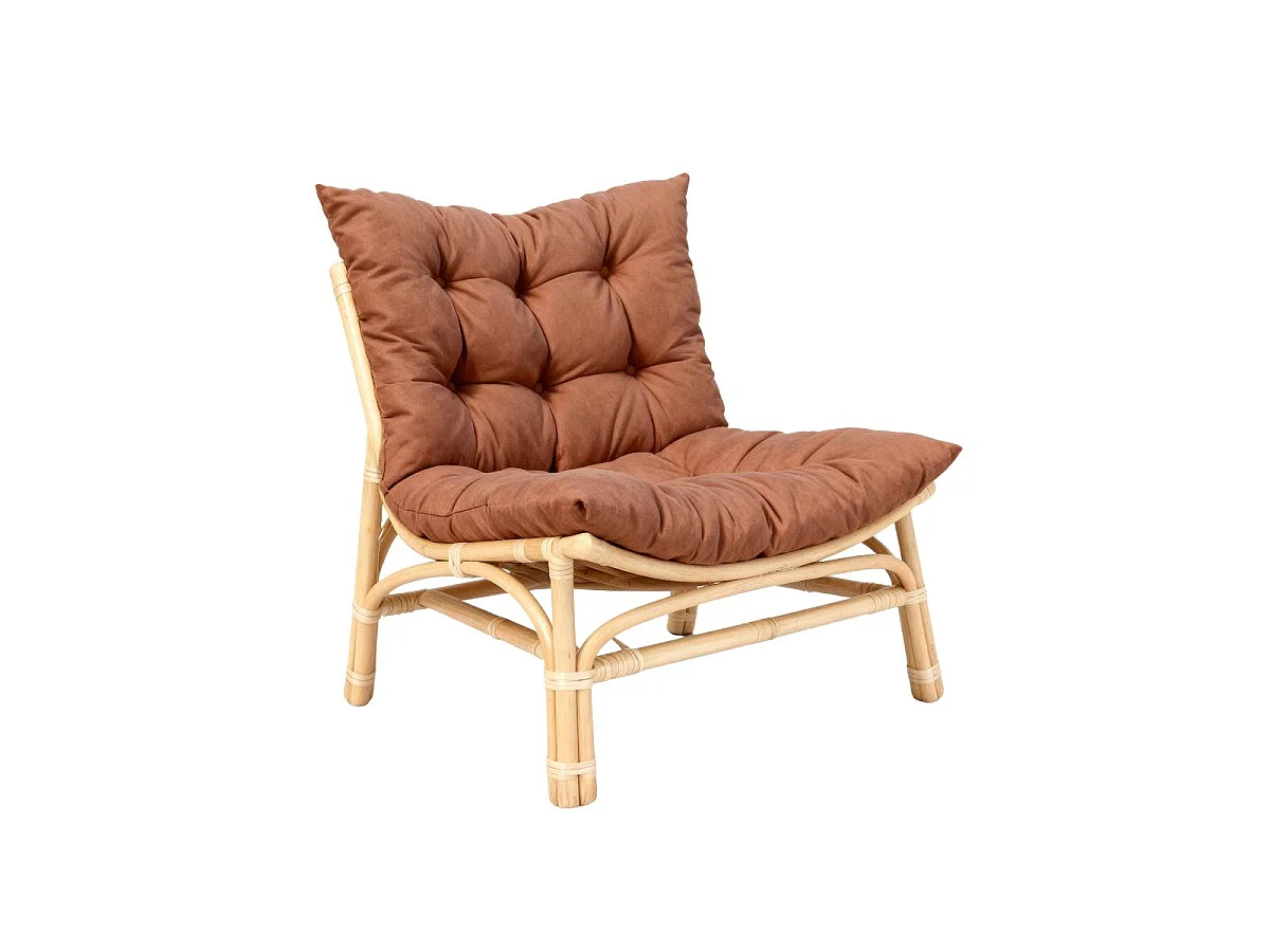 Salon de jardin en rotin avec coussins terracotta Rattan