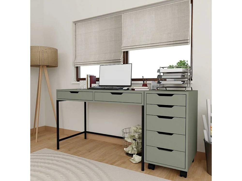 Bureau avec tiroirs en aggloméré Working Bureau et caisson