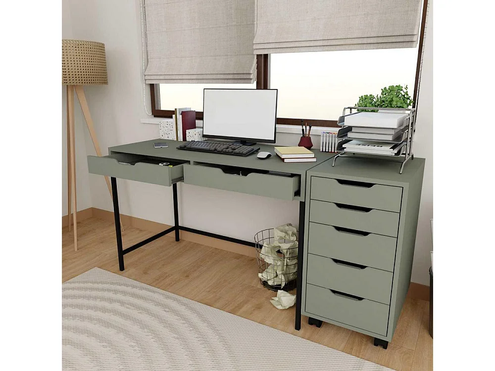 Bureau avec tiroirs en aggloméré Working Bureau et caisson