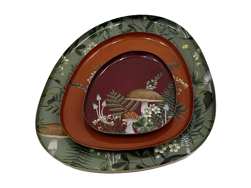 Set de 3 vide-poches en métal Champignons