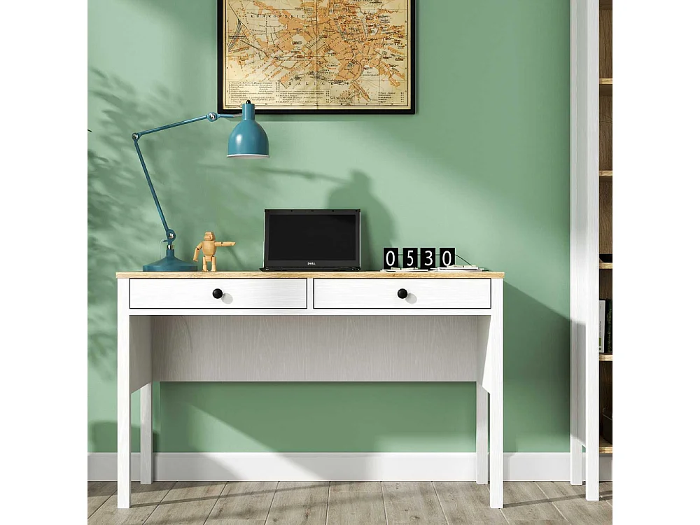 Bureau avec rangements en aggloméré Frannie 2 Tiroirs