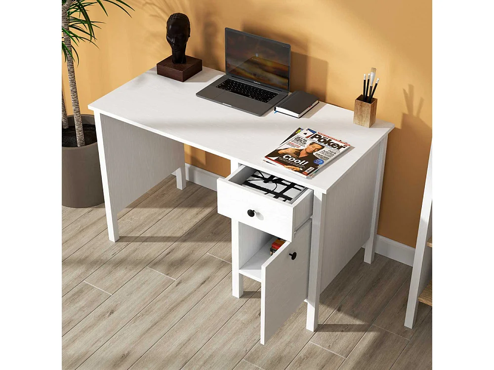 Bureau avec rangements en aggloméré Frannie 1 placard et 1 tiroir