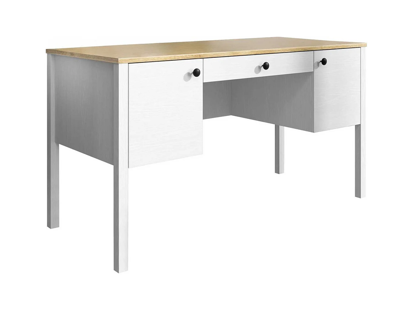 Bureau avec rangements en aggloméré Frannie 2 placards et 1 tiroir