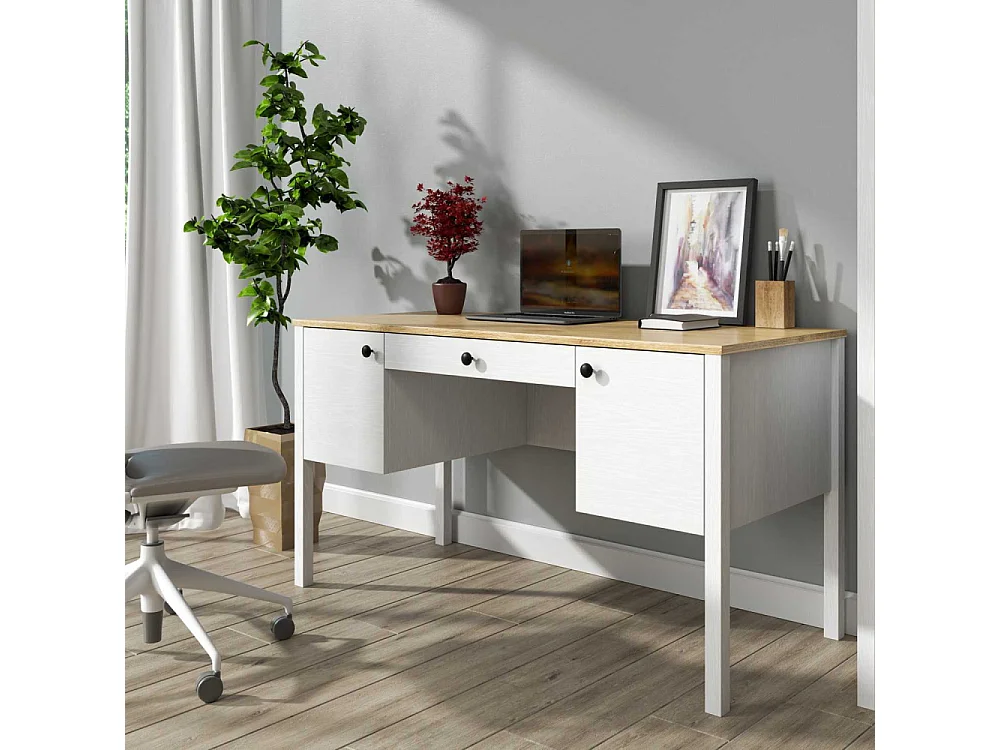 Bureau avec rangements en aggloméré Frannie 2 placards et 1 tiroir