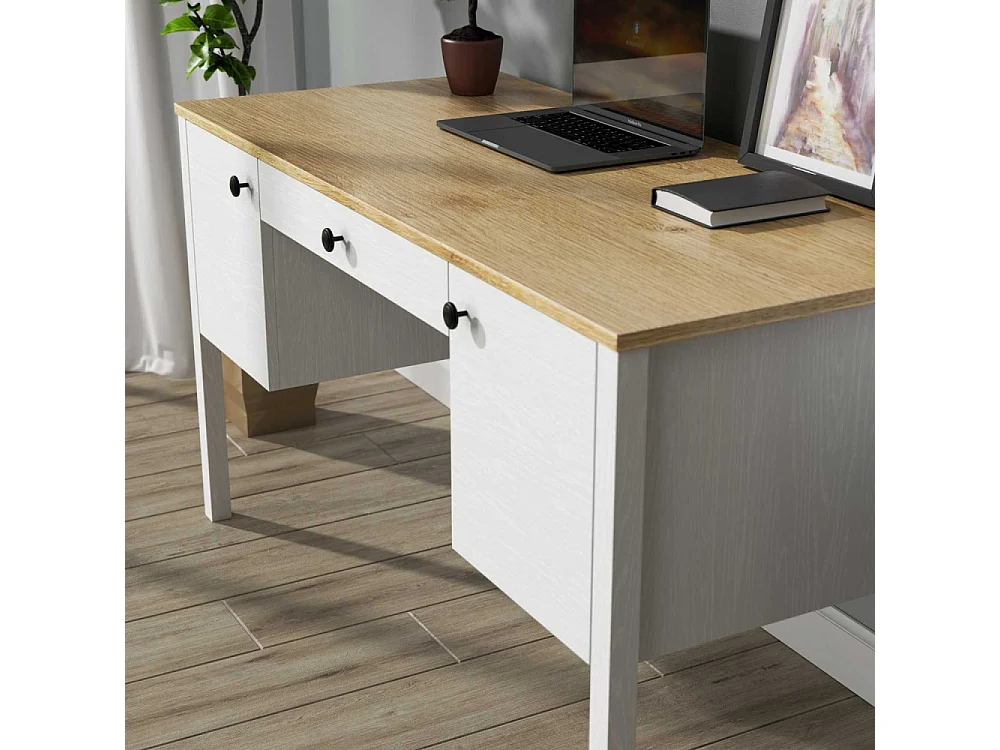 Bureau avec rangements en aggloméré Frannie 2 placards et 1 tiroir