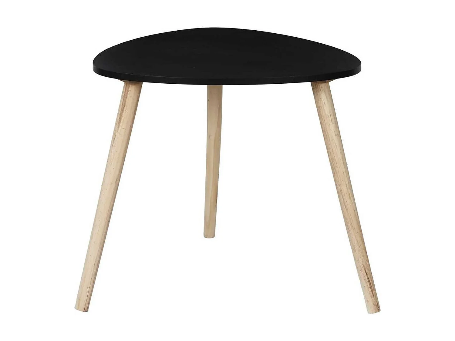 Table d'appoint forme triangulaire H40cm noire pieds en pin massif - KAREN
