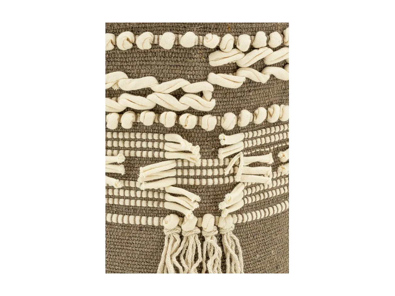 Corbeille ronde en coton recyclé taupe et blanc