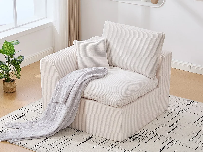 Câlin - Canapé 1 Places Modulable - Canapés d'Appoint en Velours Côtelé - 2 Coussins Ergonomiques Inclus - Ensemble Salon Modulable pour Salle de Séjour