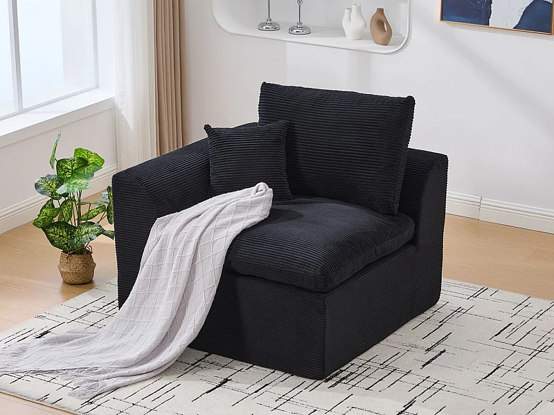 Câlin - Canapé 1 Places Modulable - Canapés d'Appoint en Velours Côtelé - 2 Coussins Ergonomiques Inclus - Ensemble Salon Modulable pour Salle de Séjour