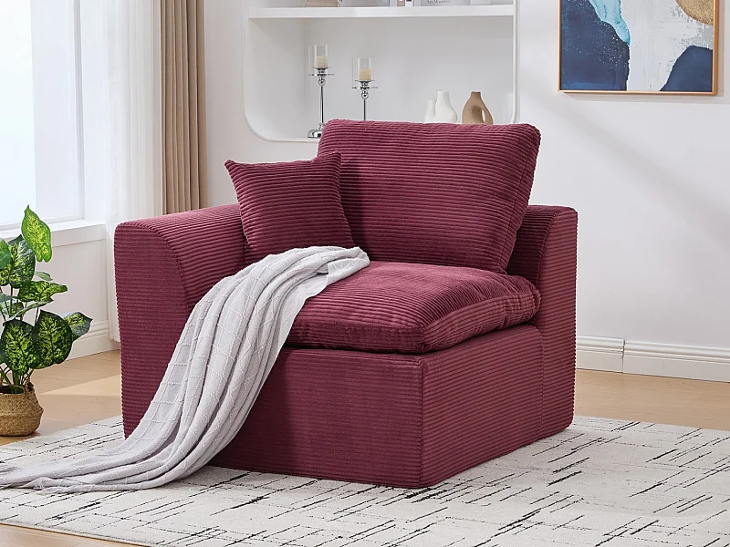 Câlin - Canapé 1 Places Modulable - Canapés d'Appoint en Velours Côtelé - 2 Coussins Ergonomiques Inclus - Ensemble Salon Modulable pour Salle de Séjour