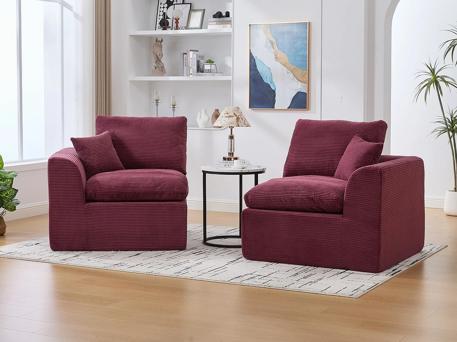 Câlin - Canapé 1 Places Modulable - Canapés d'Appoint en Velours Côtelé - 2 Coussins Ergonomiques Inclus - Ensemble Salon Modulable pour Salle de Séjour