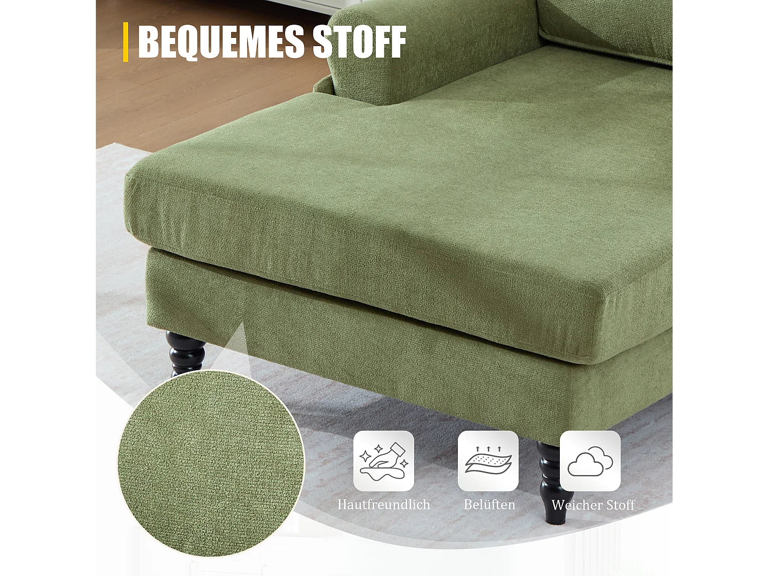 Relaxzetel 1 Zitplaats in Chenille - Omhullende Rugleuning - Extra Diepe Zitting van 100 cm - Structuur tot 250 kg - Ideaal voor de Woonkamer, Kantoor en Balkon - M