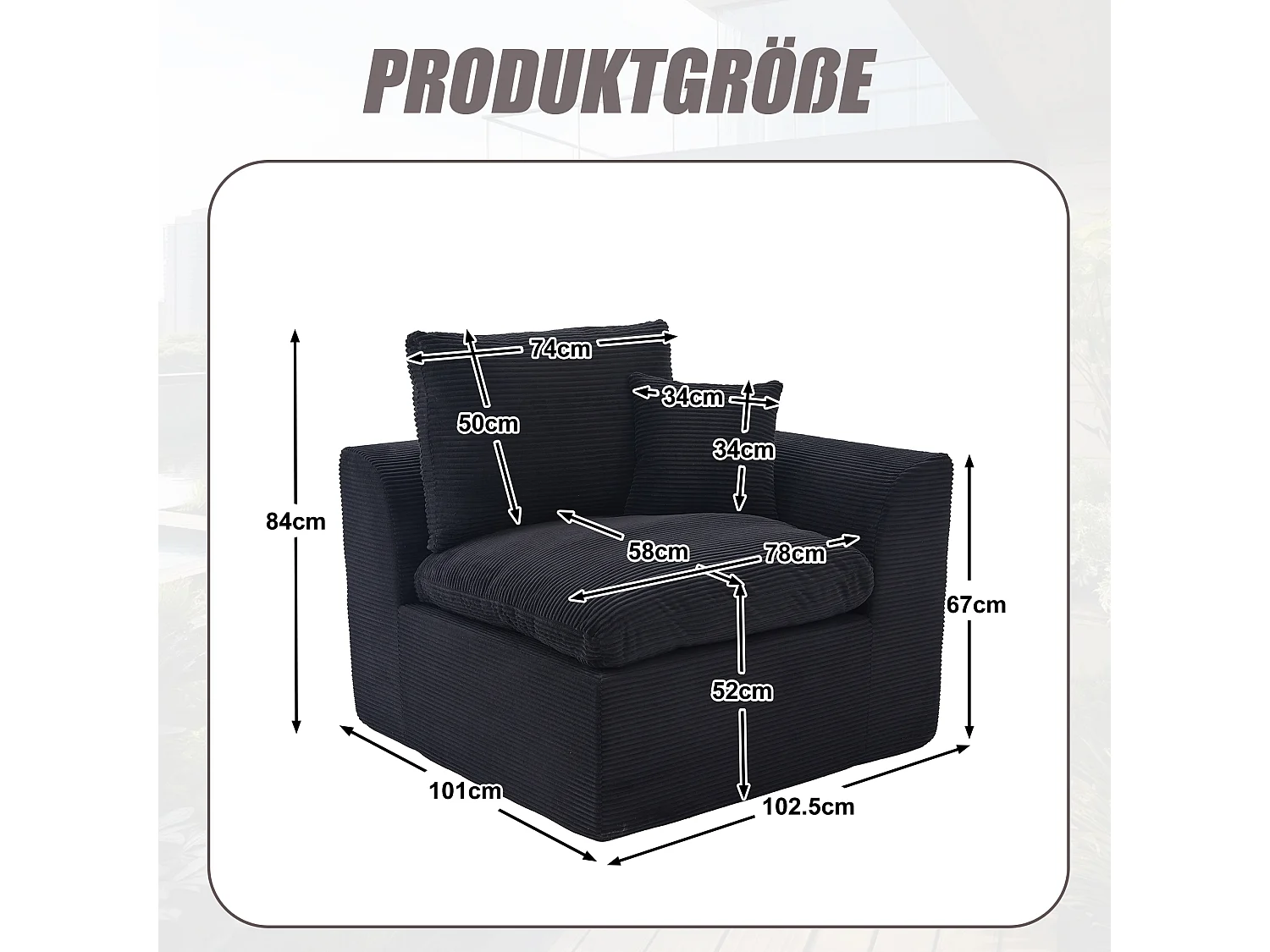 Câlin - Set Canapé 2 Places Modulable - 2 Canapés d'Appoint en Velours Côtelé - 4 Coussins Ergonomiques Inclus - Ensemble Salon Modulable pour Salle de Séjour