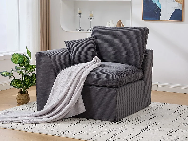 Câlin - Canapé 1 Places Modulable - Canapés d'Appoint en Velours Côtelé - 2 Coussins Ergonomiques Inclus - Ensemble Salon Modulable pour Salle de Séjour