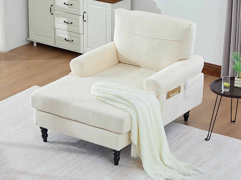 Canapé Relax 1 Place en Chenille - Dossier Enveloppant - Assise Extra-Profonde 100cm - Structure 250kg - Idéal Salon, Bureau et Balcon - Pieds Bois Massif