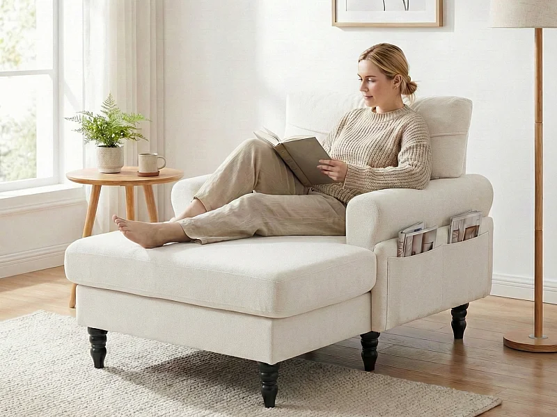 Relaxzetel 1 Zitplaats in Chenille - Omhullende Rugleuning - Extra Diepe Zitting van 100 cm - Structuur tot 250 kg - Ideaal voor de Woonkamer, Kantoor en Balkon - M