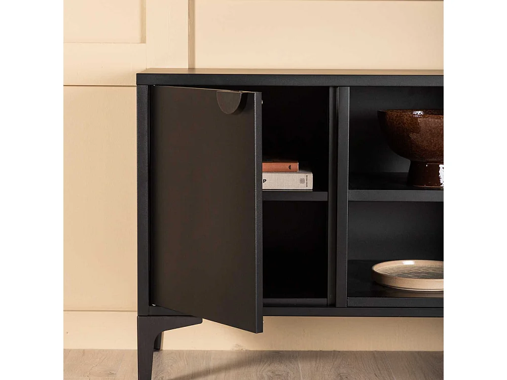 Meuble TV 2 Portes "Piring" 120cm Noir