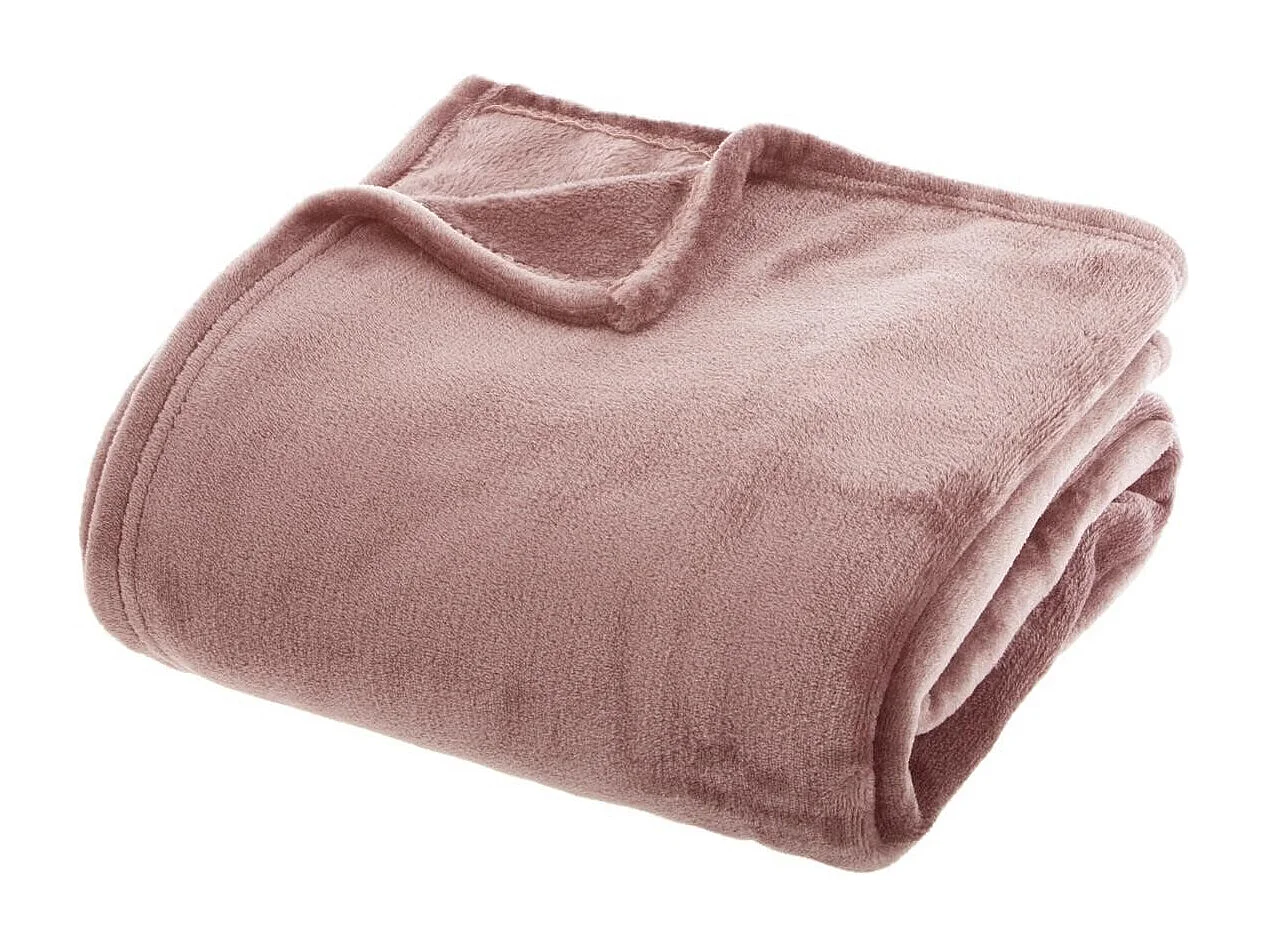 Plaid couverture en flanelle coloris Rose - Longueur 230 x largeur 180