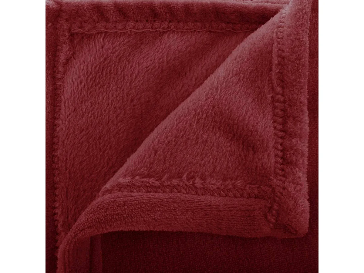 Plaid couverture en flanelle coloris Rouge Grenat - Longueur 230 x largeur 180