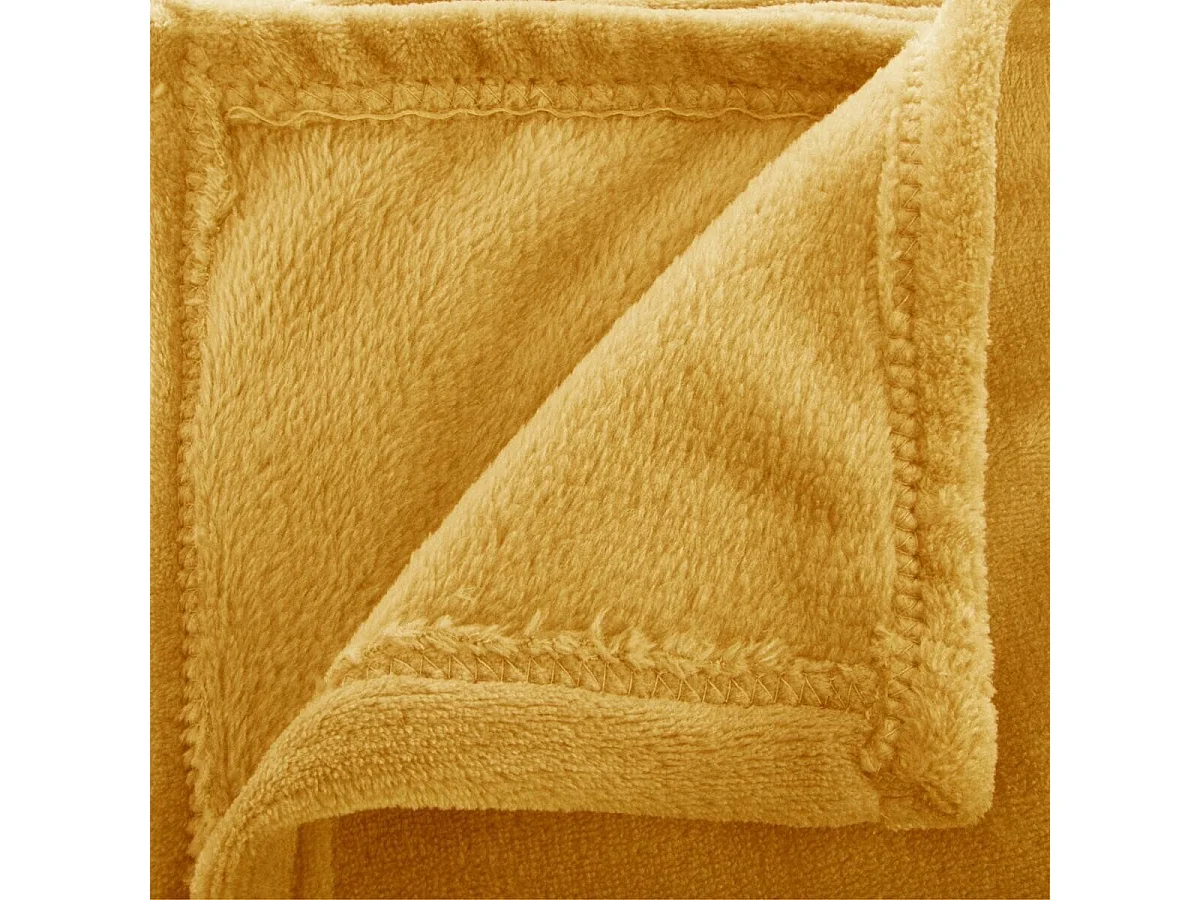 Plaid couverture en flanelle coloris Jaune - Longueur 230 x largeur 180