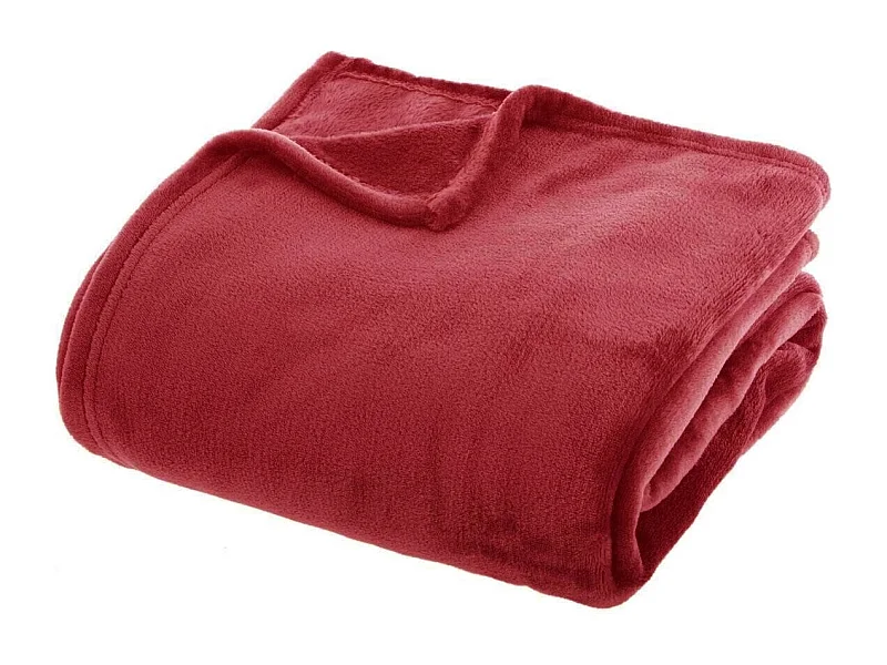 Plaid couverture en flanelle coloris Rouge - Longueur 230 x largeur 180