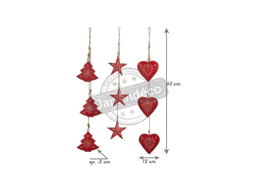 Suspension de Noël en métal Lot de 3