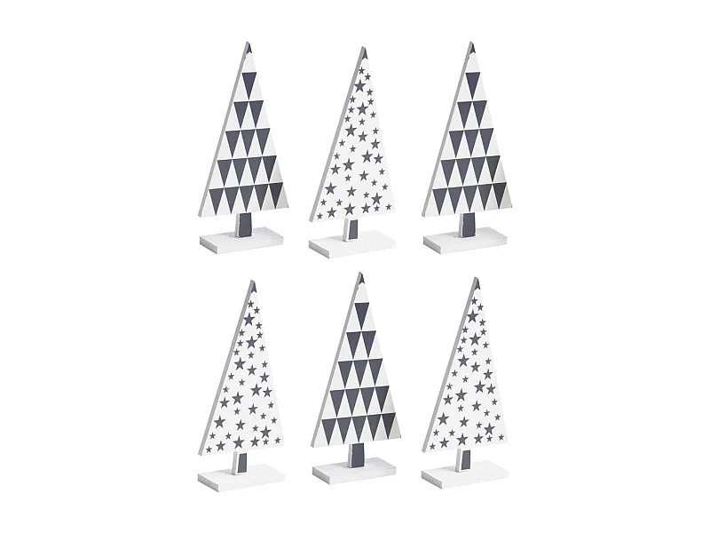 Sapin en bois laqué à motifs Lot de 6