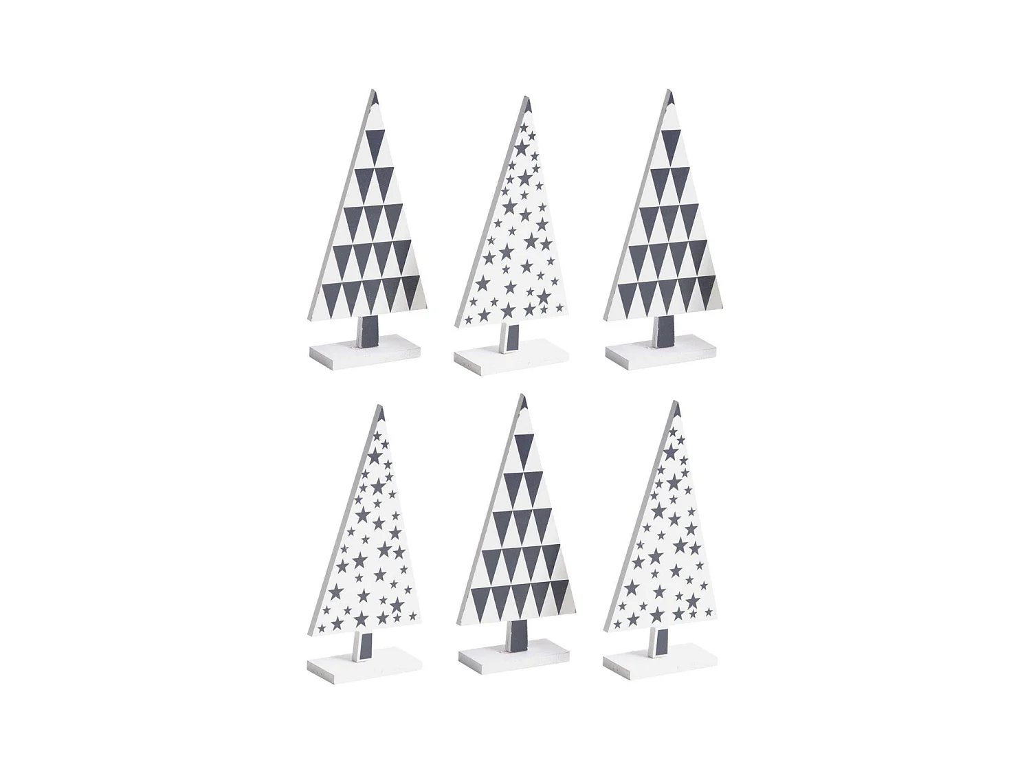 Sapin en bois laqué à motifs Lot de 6