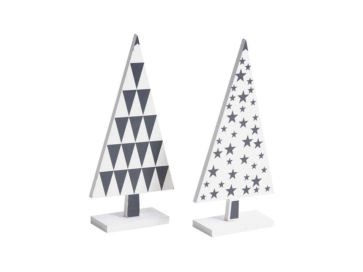 Sapin en bois laqué à motifs Lot de 6