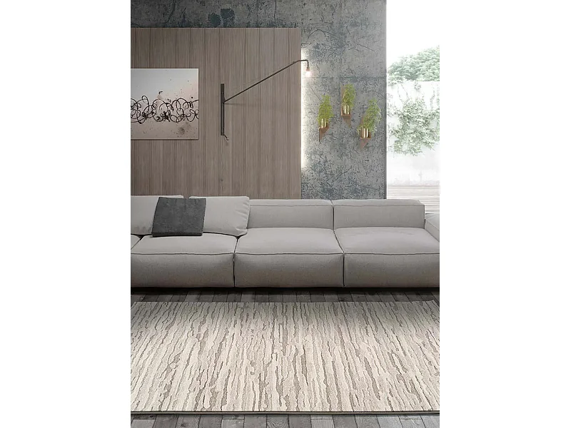 Kurzflorteppich - abstrakt mit Relief - beige - 160x230 cm - YEN