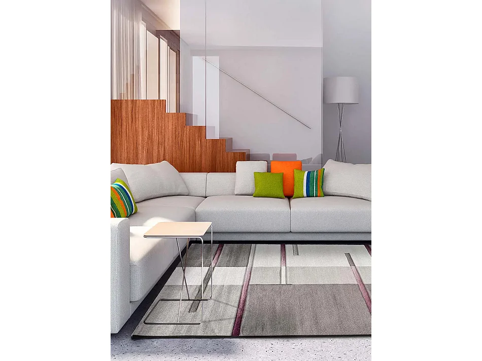 Tapis intérieur - géométrique - lilas / gris - 140 x 200 cm - DETROIT