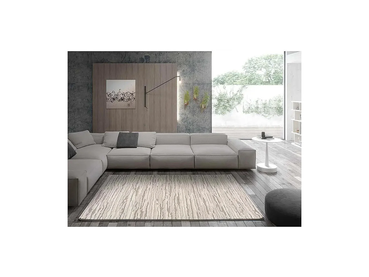 Kurzflorteppich - abstrakt mit Relief - beige - 80x150 cm - YEN