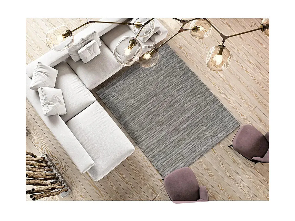 Kurzflorteppich - abstrakt mit Relief - grau - 160x230 cm - YEN